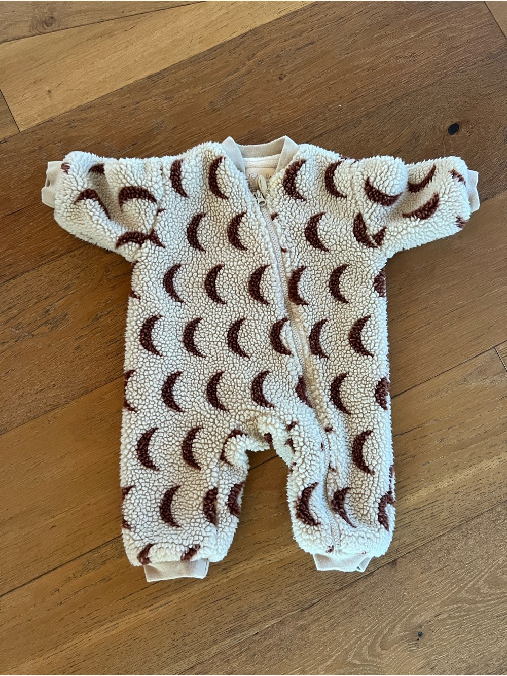 Rylee & Cru Cozy Cream & Brown Shearling Baby One-Piece